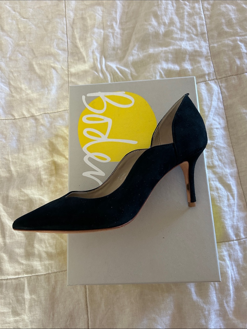Boden Black Pointed Toe Flat with Gold-Accented Insole - Picture 2 of 4
